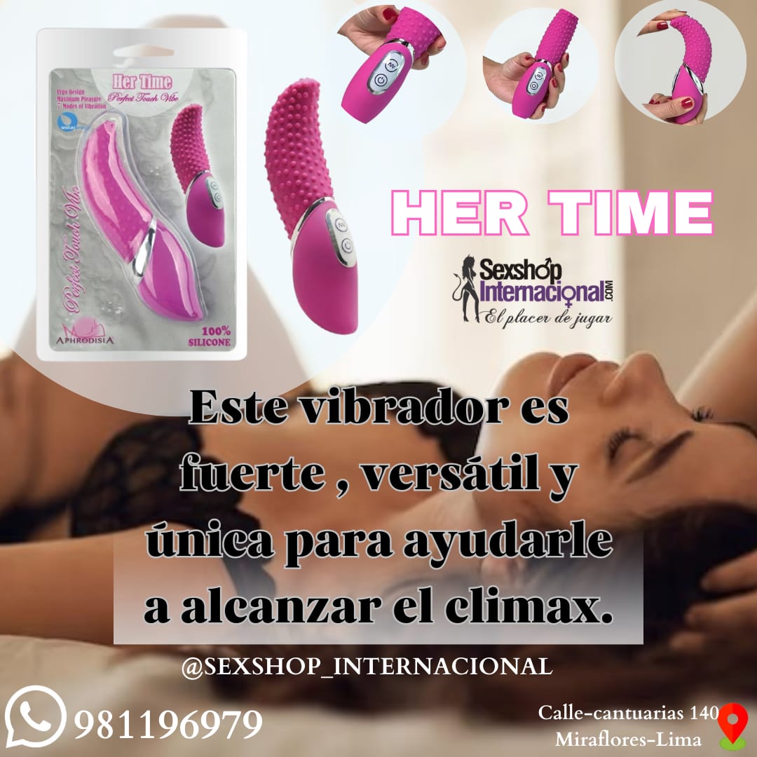 VIBRADOR SOFISTICADO-PUNTO G-CLITORAL-CON ESPUELAS DE SILICONA -HER TIME-SEXSHOP LIMA 971890151 